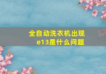 全自动洗衣机出现e13是什么问题