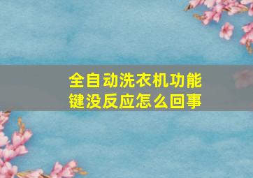 全自动洗衣机功能键没反应怎么回事