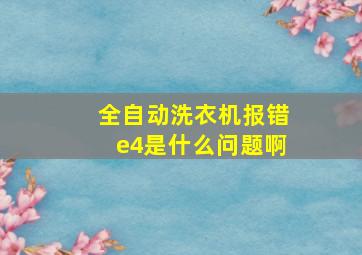 全自动洗衣机报错e4是什么问题啊