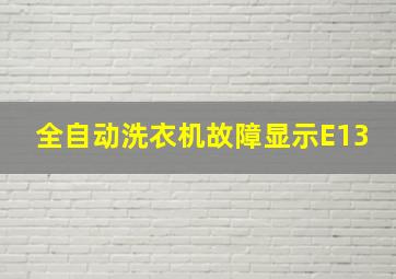 全自动洗衣机故障显示E13