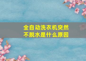 全自动洗衣机突然不脱水是什么原因