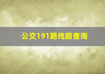 公交191路线路查询