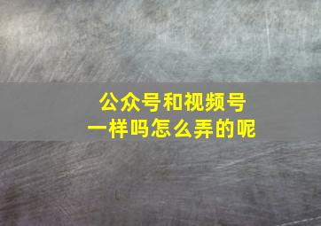 公众号和视频号一样吗怎么弄的呢