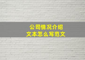 公司情况介绍文本怎么写范文