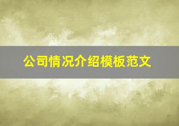 公司情况介绍模板范文