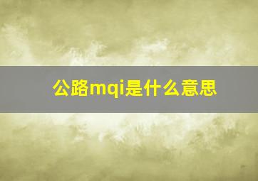 公路mqi是什么意思