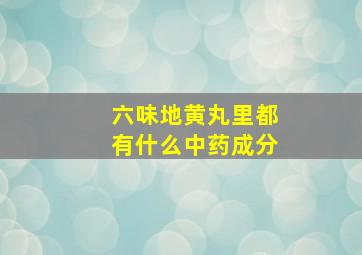 六味地黄丸里都有什么中药成分