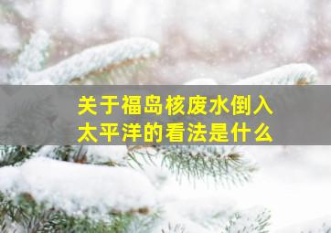 关于福岛核废水倒入太平洋的看法是什么