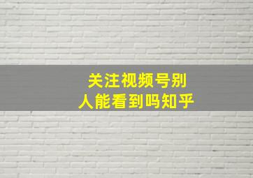 关注视频号别人能看到吗知乎