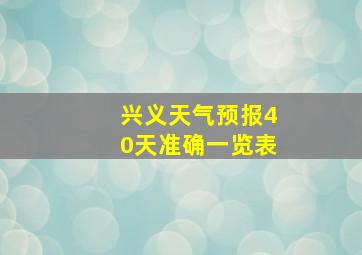 兴义天气预报40天准确一览表