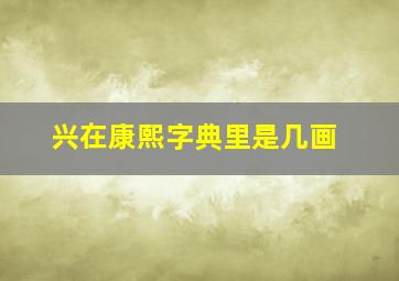 兴在康熙字典里是几画