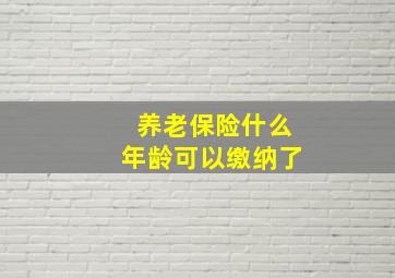 养老保险什么年龄可以缴纳了