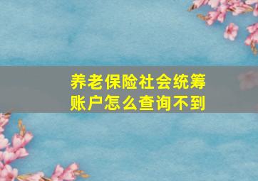 养老保险社会统筹账户怎么查询不到