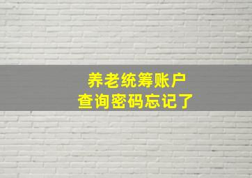 养老统筹账户查询密码忘记了