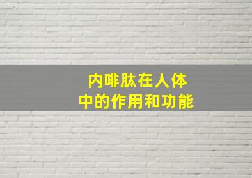 内啡肽在人体中的作用和功能