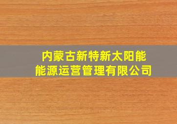 内蒙古新特新太阳能能源运营管理有限公司