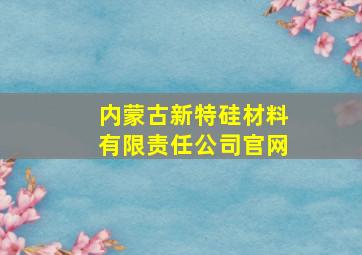 内蒙古新特硅材料有限责任公司官网