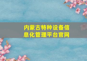 内蒙古特种设备信息化管理平台官网