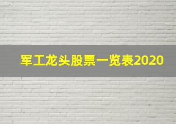 军工龙头股票一览表2020