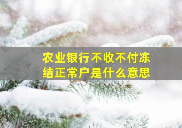 农业银行不收不付冻结正常户是什么意思