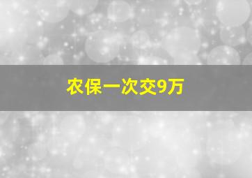 农保一次交9万