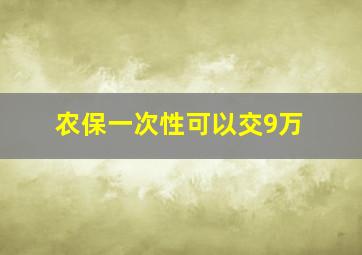 农保一次性可以交9万