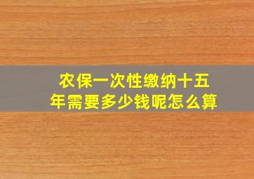 农保一次性缴纳十五年需要多少钱呢怎么算