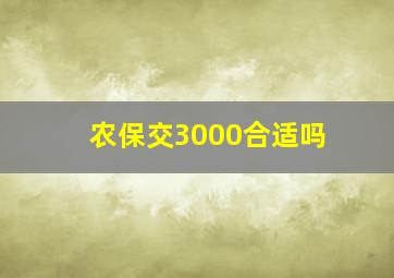 农保交3000合适吗