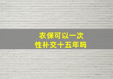 农保可以一次性补交十五年吗