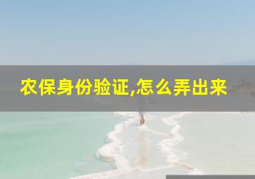 农保身份验证,怎么弄出来