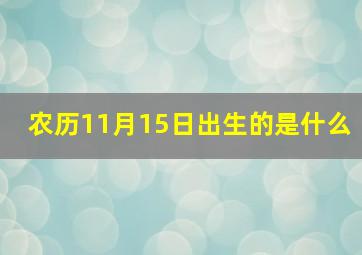 农历11月15日出生的是什么