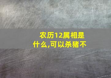 农历12属相是什么,可以杀猪不