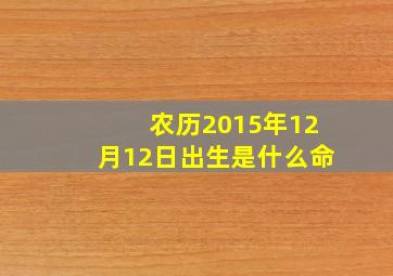 农历2015年12月12日出生是什么命