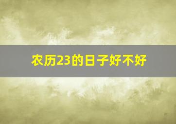 农历23的日子好不好