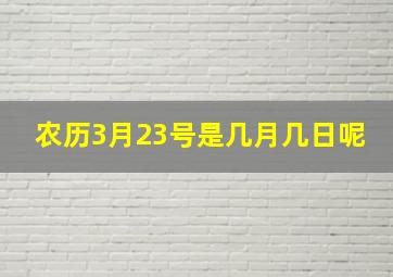 农历3月23号是几月几日呢