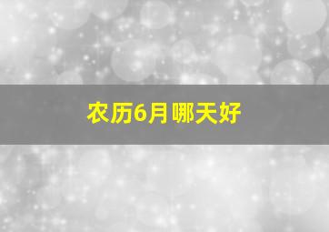 农历6月哪天好