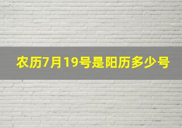 农历7月19号是阳历多少号