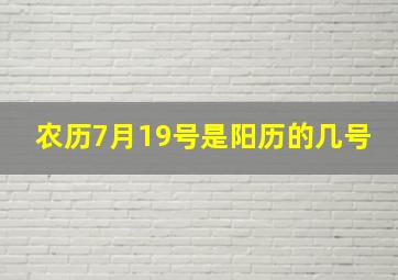 农历7月19号是阳历的几号