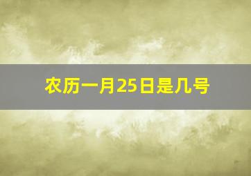 农历一月25日是几号