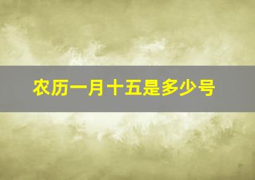 农历一月十五是多少号