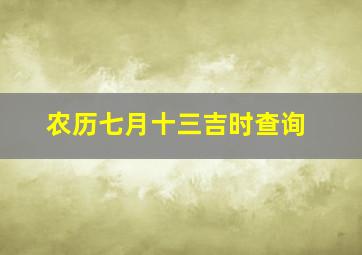 农历七月十三吉时查询