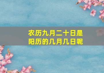 农历九月二十日是阳历的几月几日呢