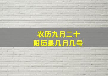 农历九月二十阳历是几月几号