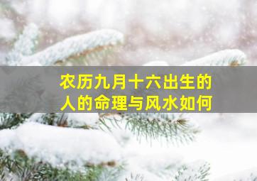 农历九月十六出生的人的命理与风水如何