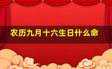 农历九月十六生日什么命