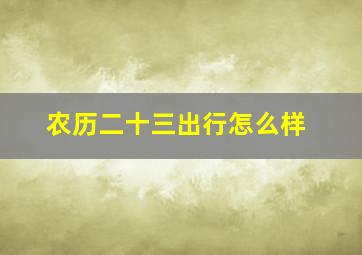 农历二十三出行怎么样