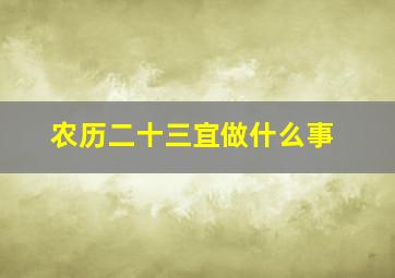 农历二十三宜做什么事