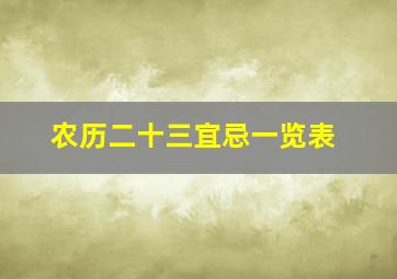 农历二十三宜忌一览表