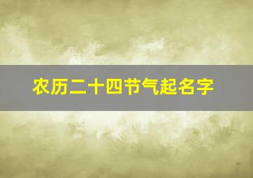 农历二十四节气起名字