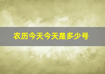 农历今天今天是多少号